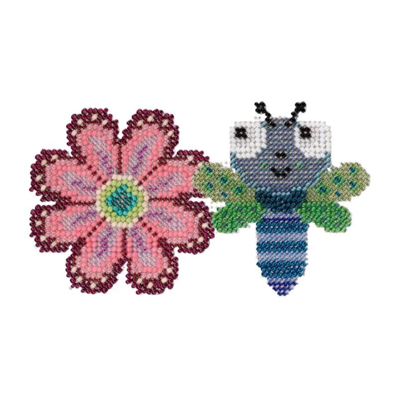 Pink Flower + Dragonfly - Mill Hill - Cross Stitch Kits