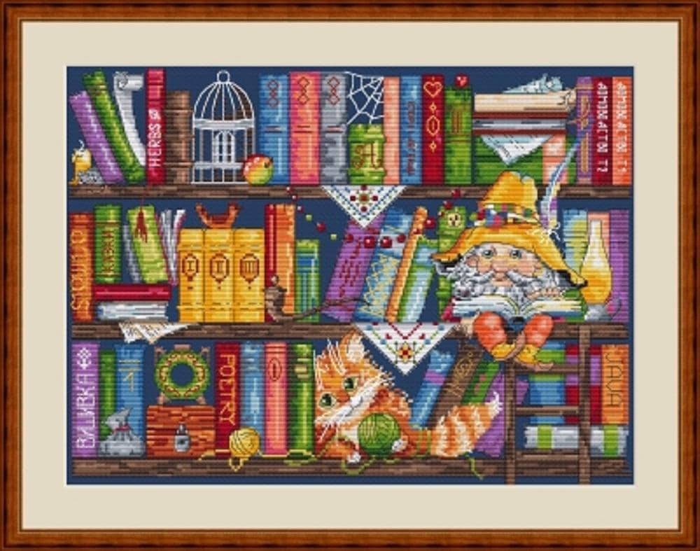 Bookshelf - Cat - Merejka - Counted Cross Stitch Kit - MK34