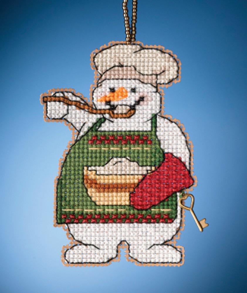 Cooking Snowman - Mill Hill Charmed Snow Fun- Cross Stitch Kit