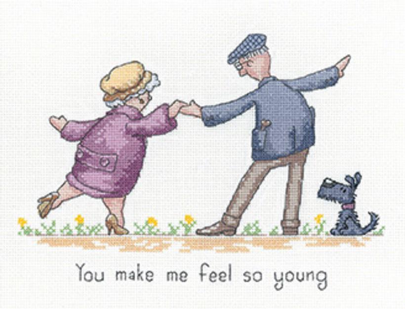 Make Me Feel So Young - Grandparents - Dog - Cross Stitch Kit - Heritage Crafts