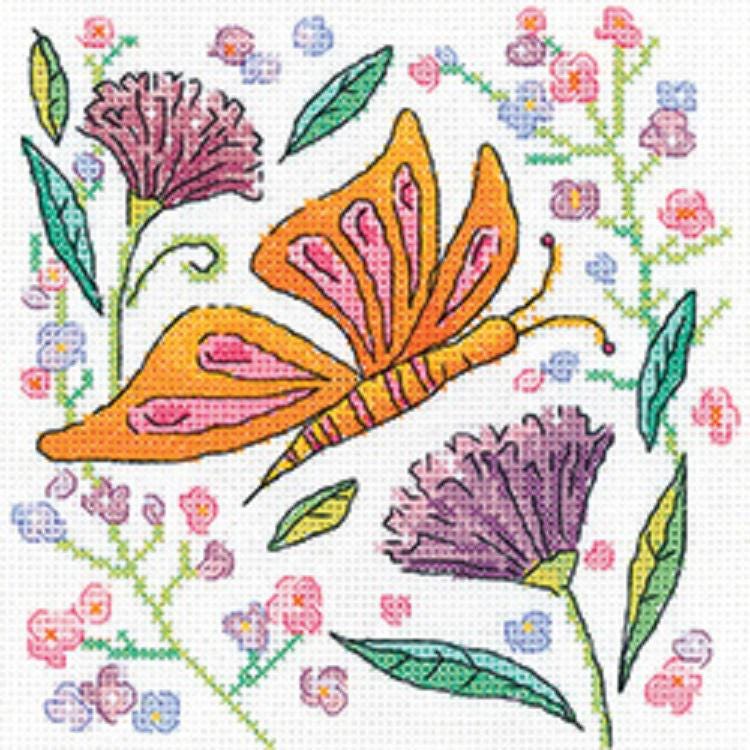 Orange Butterfly - Counted Cross Stitch Kit - Heritage Crafts