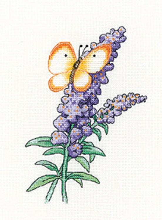 Buddleia Butterfly Flowers - Counted Cross Stitch Kit - Heritage Crafts