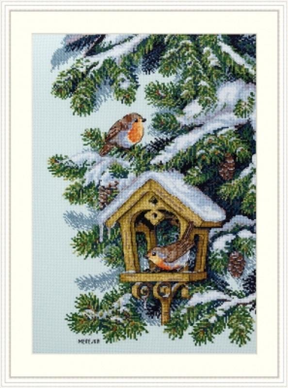 Robins - Winter Birdhouse - Merejka - Counted Cross Stitch Kit - MK152
