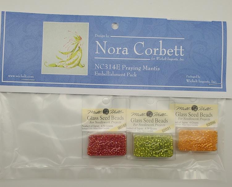 Praying Mantis - Nora Corbett - Chart, Beads, Specialty Thread - NC314