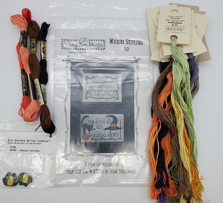 Wicked Stitches - Waxing Moon Designs - Chart, Threads, Buttons - WM163
