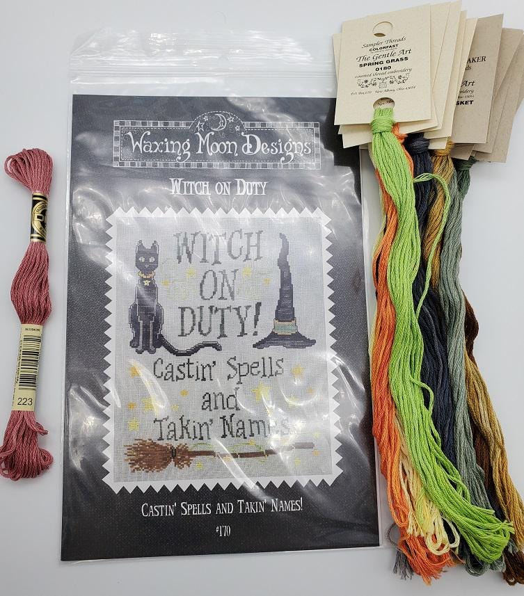 Witch on Duty - Waxing Moon Designs - Chart, Threads - WM170