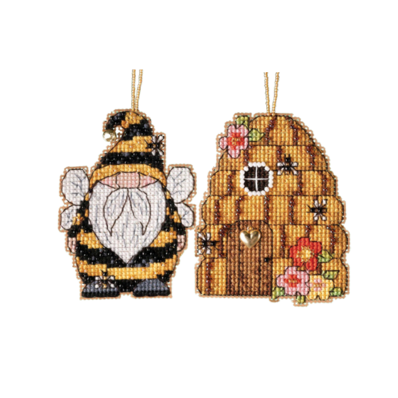 Bee Gnome + Beehive House - Mill Hill - Cross Stitch Kits