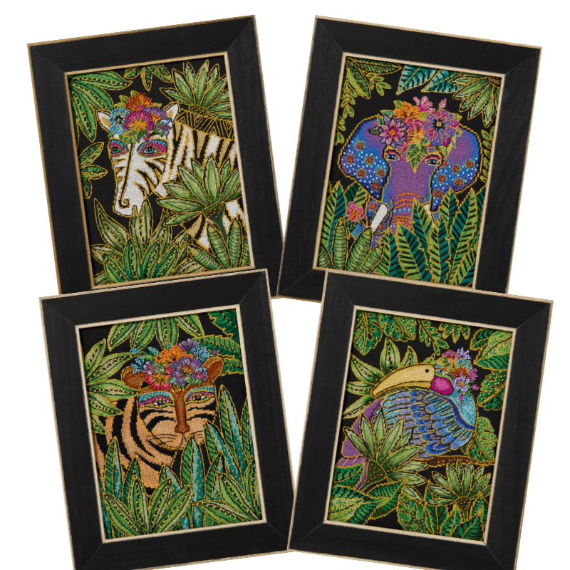 Zebra Elephant Toucan Tigress - Laurel Burch - Mill Hill - Cross Stitch Kits