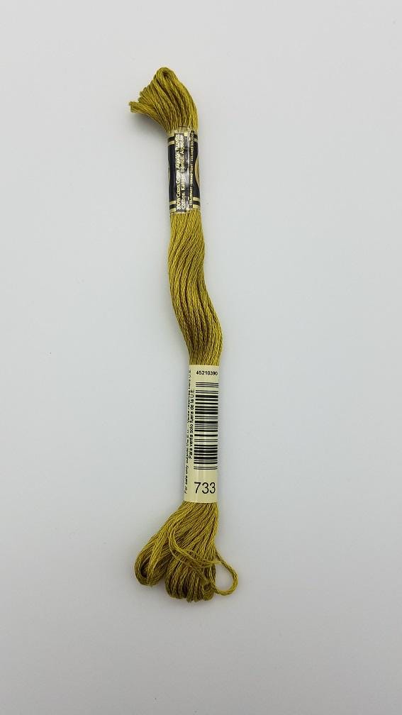 DMC 733 - 6-Strand Floss - Olive Green Medium