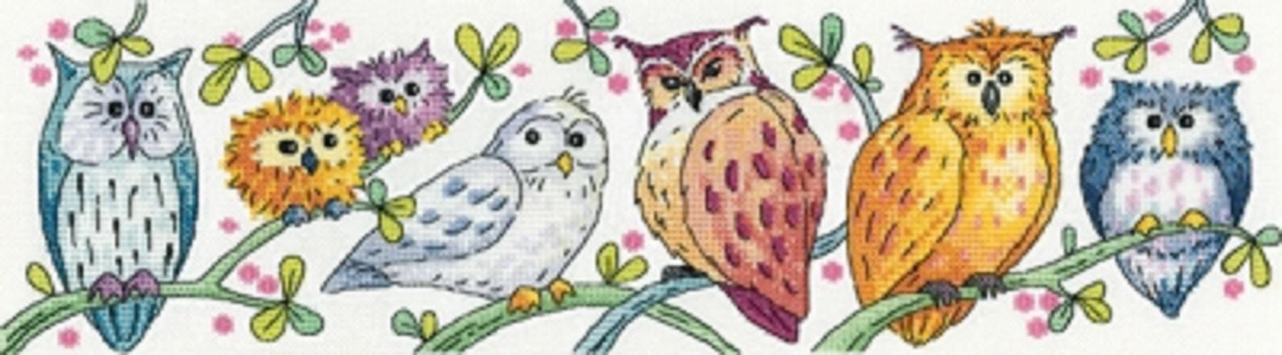 Owls on Parade - Counted Cross Stitch Kit - Heritage Crafts
