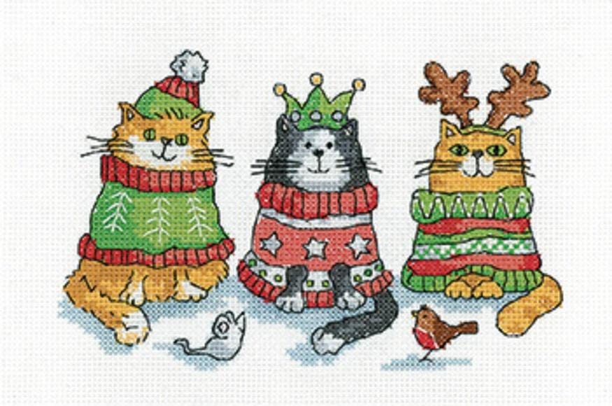 Christmas Cats - Counted Cross Stitch Kit - Heritage Crafts