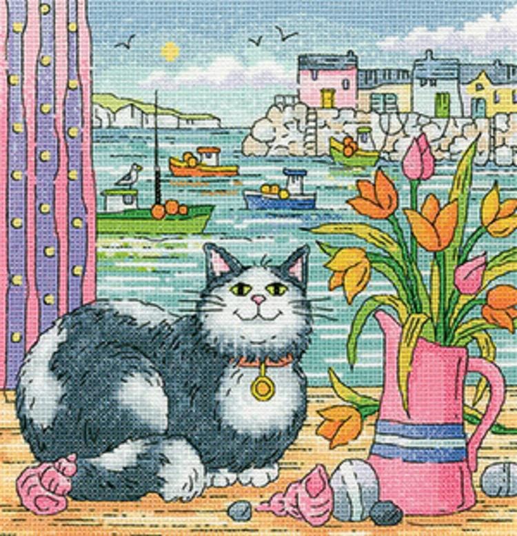 Harbor View - Cat - Counted Cross Stitch Kit - Heritage Crafts
