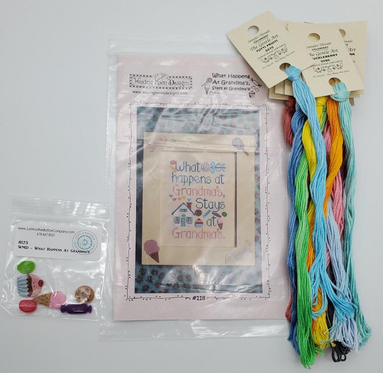 What Happens at Grandmas - Waxing Moon Designs - Chart, Threads, Buttons - WM118