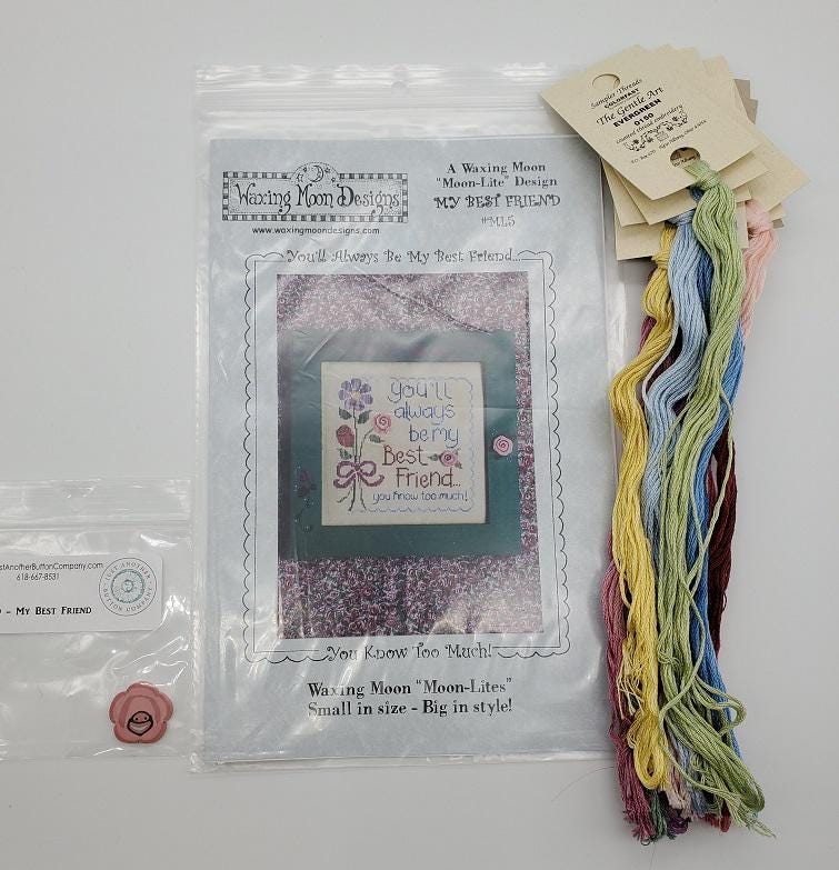 My Best Friend - Waxing Moon Designs - Chart, Threads, Button - WM ML5